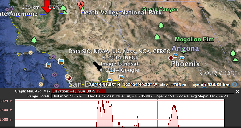 Elevation Profile displayed under map