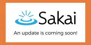 Sakai logo with text that reads "an update is coming soon!"
