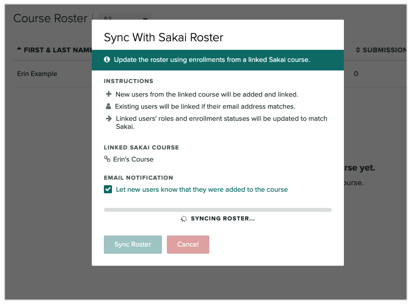 Sync with Sakai roster