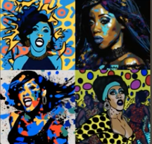 images generated by Midjourney of singer Cardi B in the style of pop art